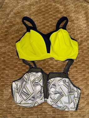 Panache Neon Yellow and Black Sports Bras Duo like New